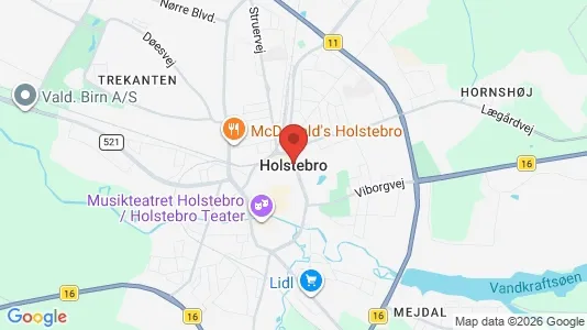 Butikslokaler til leje i Holstebro - kort over placeringen
