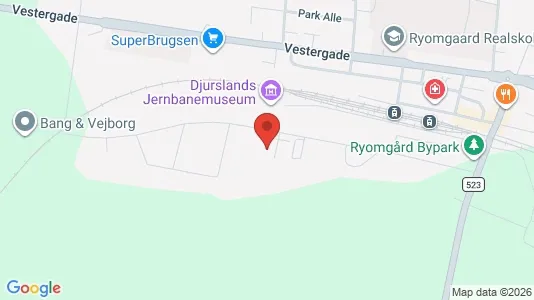 Kontorlokaler til leje i Ryomgård - kort over placeringen