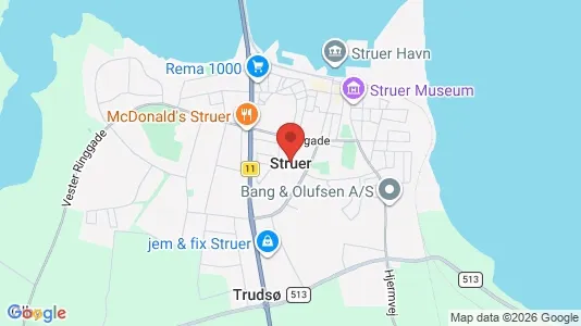 Kontorlokaler til leje i Struer - kort over placeringen