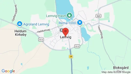 Butikslokaler til leje i Lemvig - kort over placeringen