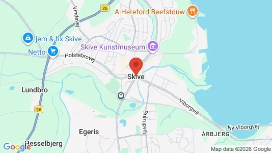 Butikslokaler til leje i Skive - kort over placeringen
