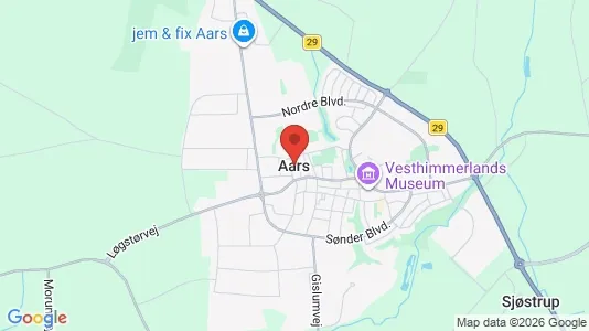 Butikslokaler til leje i Aars - kort over placeringen