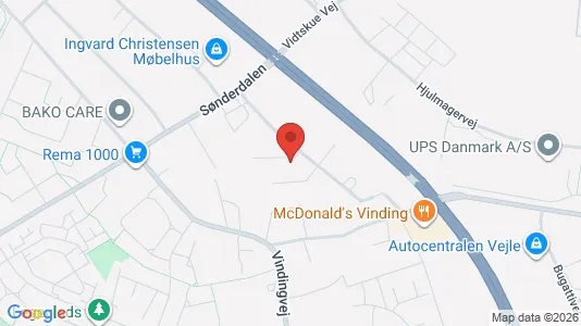 Kontorlokaler til leje i Vejle Centrum - kort over placeringen