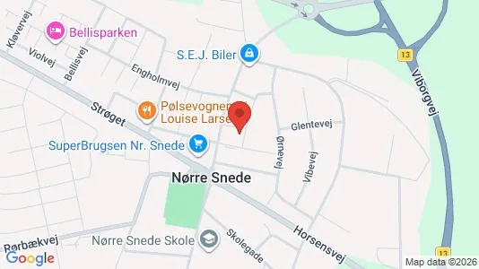 Erhvervslokaler til leje i Nørre Snede - kort over placeringen
