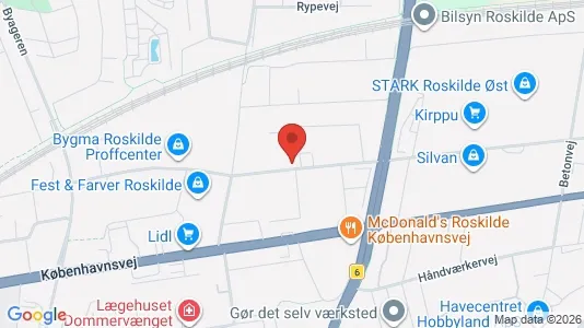Erhvervslokaler til leje i Roskilde - kort over placeringen