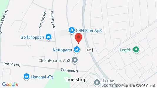 Lagerlokaler til leje i Haslev - kort over placeringen