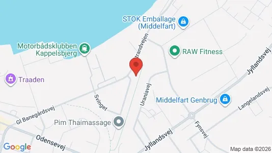 Erhvervslokaler til leje i Middelfart - kort over placeringen